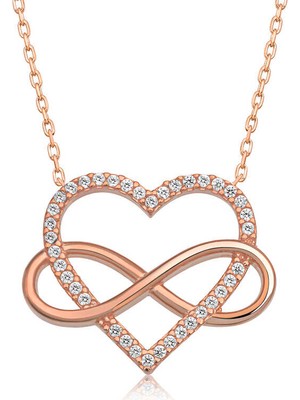 Erseyy 925 Ayar Gümüş Kalpli Sonsuzluk Kadın Gümüş Kolye