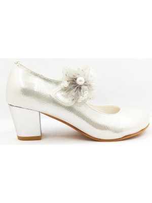 Mini Women Gümüş Kız Çocuk Topuklu Abiye Ayakkabı