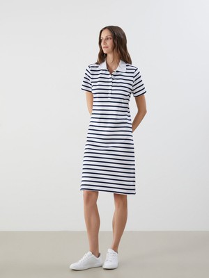 Lc Waikiki Yeni Sezon Polo Yaka Çizgili Pike Elbise
