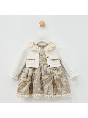 ministok Milano Bolerolu Fırfır Yakalı Kız Bebek Elbise