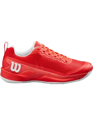 Wilson Rush Pro 4.5 Erkek Tenis Ayakkabısı Kırmızı Toprak Kort İçin Kalın Tabanlı Deri-Sentetik