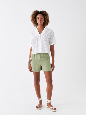 Lc Waikiki Yeni Sezon Standart Fit Düz Keten Karışımlı Kadın Şort