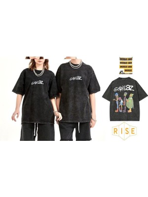 Metal Giyim Gorillaz Yıkamalı Over Size Tişört L