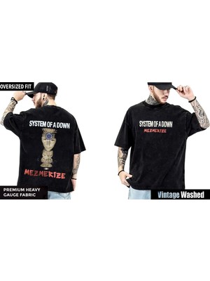 System Of A Down Yıkamalı Over Size Tişört Xl
