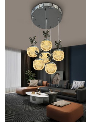 G-Light Modern Sarkıt Cam 7 Top LED Avize