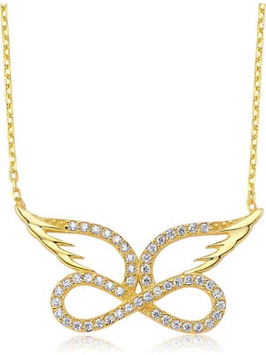 Erseyy 925 Ayar Gümüş Melek Kanadı Sonsuzluk Kadın Gümüş Kolye