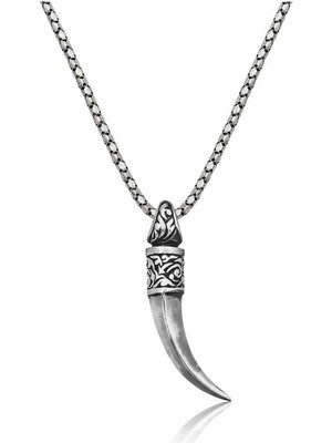 Erseyy 925 Ayar Gümüş Fil Dişi Erkek Gümüş Kolye