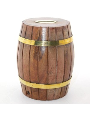 Argesco Mühendislik Pirinç Ahşap Fıçı Kumbara 12.5 cm WB535