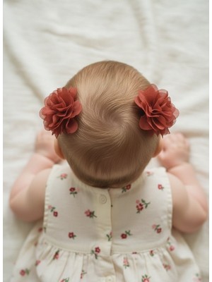 Toka Delisi Tarçın Rengi Saçsız Bebek Tokası, Az Saçlı Bebek Tokası