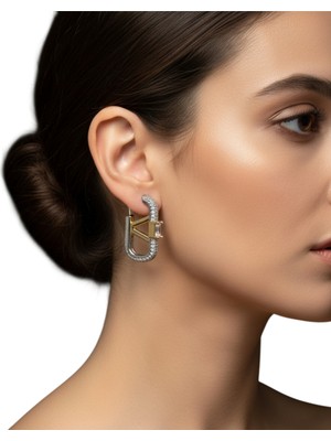 Zirkon Taşlı Tasarım Model Çelik Küpe