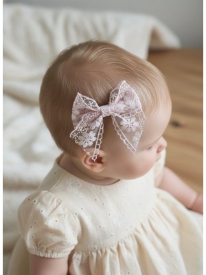 Toka Delisi Açık Pembe Dantel Saçsız Bebek Tokası, Az Saçlı Bebek Tokası