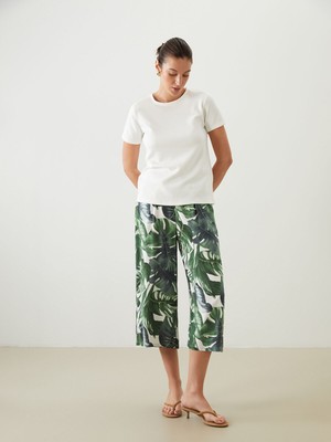 Lc Waikiki Yeni Sezon Beli Lastikli Çiçekli Kadın Kapri