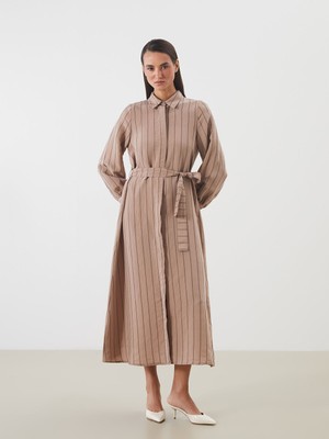 Lc Waikiki Yeni Sezon Çizgili Modal Karışımlı Gömlek Elbise