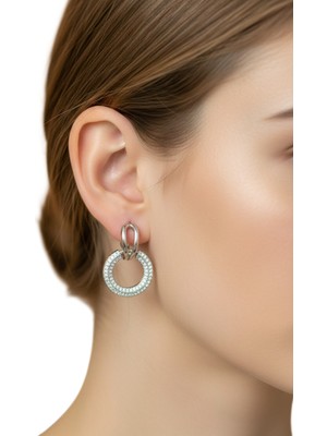 Halka Çelik Taşlı Küpe