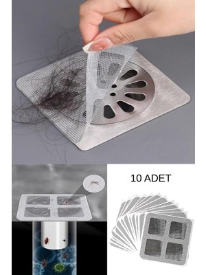 Privo 10 Adet Banyo Duş Lavabo Gider Süzgeci Yapışkanlı Saç Kıl Tüy Tutucu Tıkanıklık Önleyici File
