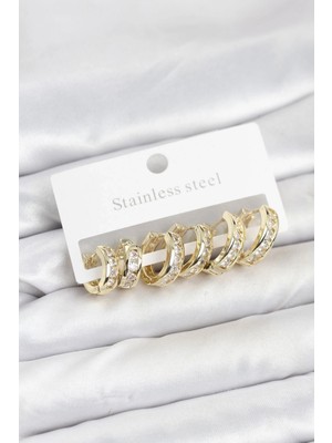 Üreticiniz 316L Çelik Gold Renk Su Yolu Halka Küpe Seti