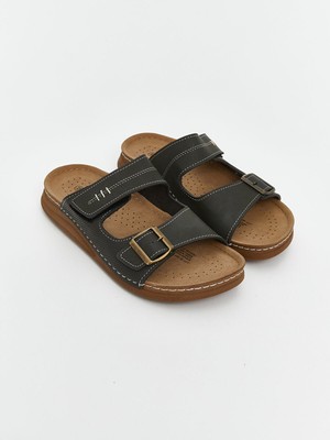 Lc Waikiki Yeni Sezon Deri Görünümlü Çift Bantlı Erkek Terlik