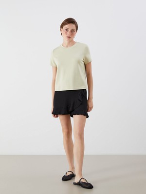 Lc Waikiki Yeni Sezon Beli Lastikli Dokulu Kadın Şortlu Etek