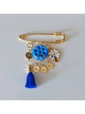 Sinem Şanlı Şans Kalp Yonca Doğal Taş Süryani Taşı Yaka Iğnesi Broş