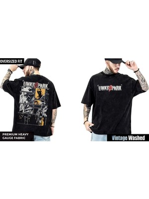 Linkin Park Yıkamalı Over Size Tişört M