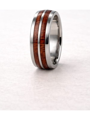 Modern Tasarımda Ahşap Dokunuş Erkek Çelik Yüzük
