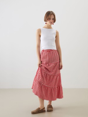 Lc Waikiki Yeni Sezon Beli Lastikli Ekose Katkat Etek