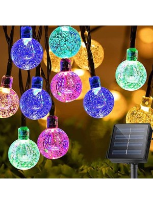 Pazarcan PM-29079 Solar Kristal Top Dekoratif Bahçe Lambası 5m Çok Renkli Animasyonlu Dış Mekan