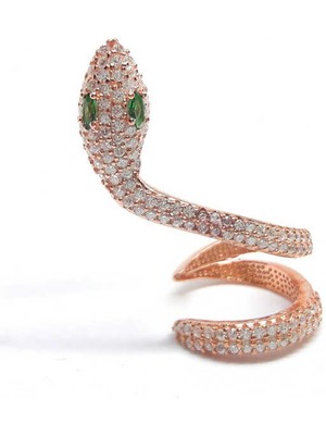 Katre46 Gümüş Yeşil Gözlü Tek Kıkırdak Yılan Küpe