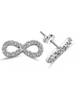 Katre46 925 Ayar Gümüş Sonsuzluk Çivili Küpe