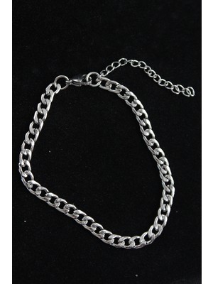 Bsre Klasik Model Gümüş Renk Erkek Bileklik (316L Çelik)