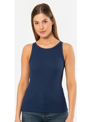 Türen Kadın Halter Yaka Fitilli Atlet 3403/LACIVERT