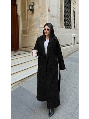 Libreprive Kadın Kuşaklı Uzun Kaban Düğmeli Oversize Kesim Şık Günlük Palto