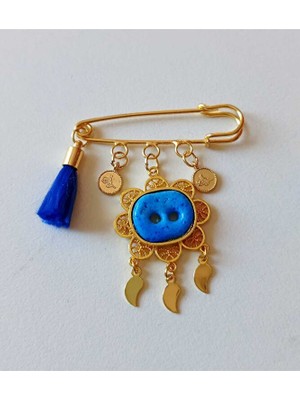 Sinem Şanlı Süryani Nazar Taşı Telkari Detaylı Yaka Iğnesi Broş – El Yapımı