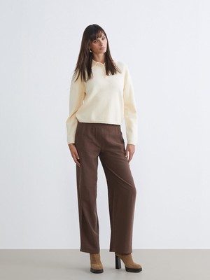 Lc Waikiki Yeni Sezon Beli Lastikli Geniş Paça Kadın Pantolon