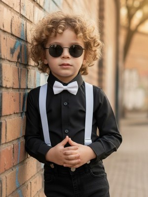 Algitsin OLA Algitsin O L A Çocuk Pantolon Askı +Papyon Seti