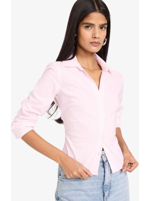 DeFacto Fitted Çizgili Bengalin Gömlek D4013AX26SP