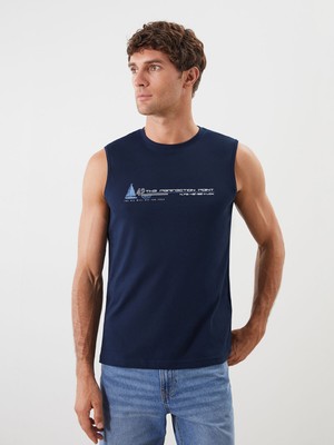 Lc Waikiki Yeni Sezon Bisiklet Yaka Baskılı Erkek Kolsuz Tişört