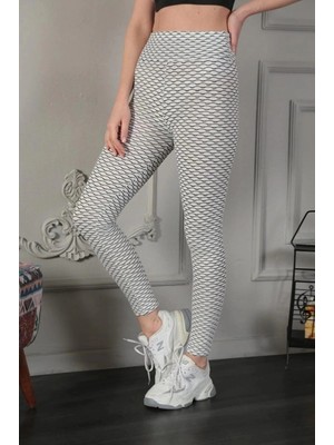 Velmora Fashion Kadın Yüksek Bel Toparlayıcı Likralı Büzgülü Tayt - Beyaz