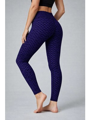 Velmora Fashion Kadın Yüksek Bel Toparlayıcı Likralı Büzgülü Tayt - Mavi