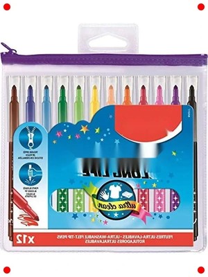 Calperia Yıkanabilir Keçeli Kalem Seti, 12 Renk