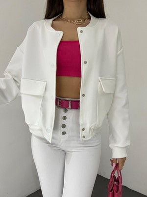 End Black Store Çift Cepli Denim Crop Kadın Ceket