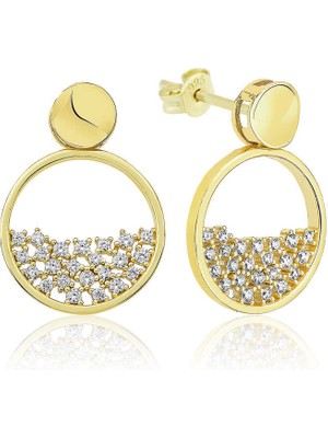 Katre46 Gümüş Gold Çiğ Damlası Küpe