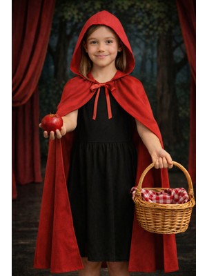 Toyfest Kırmızı Başlıklı Kız Kostümü – Kırmızı Kapüşonlu 90 cm Pelerin (6-10 Yaş)