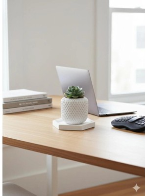 Modern Baklava Desenli El Yapımı Alçı Saksı Dekoratif Minimalist Vazo