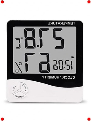 Calperia Dijital Termometre, Nem Ölçer ve Masa Saati