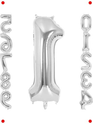 Calperia 1 Rakamı Gümüş Doğum Günü Balonu - 102 cm Büyük Boy