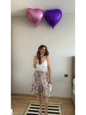 Yeşil Sarmaşık Kadın Askılı V Yakalı Üst Dantel Alt Süprem Mini Elbise