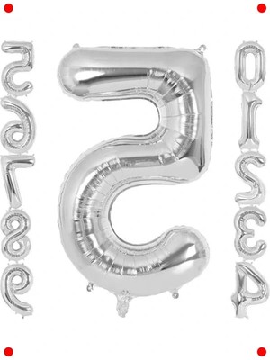 Calperia Gümüş Renk 5 Rakamı Folyo Balon - 102 cm