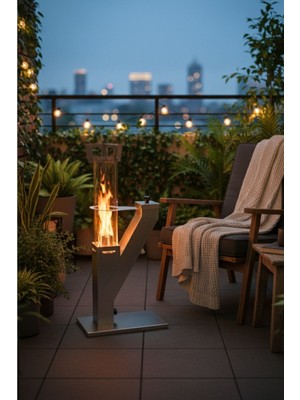 Multiflex Pelet Soba, Roket Soba, Kamp, Outdoor, Balkon, Teras, Yüksek Kalite Cam Soba - Pelet ve Pürmüz Hediyeli (K)