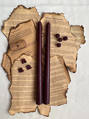 MumKusag 2'li Şarap Rengi Şamdan Mum (Hediye Şamdan 2 Adet)